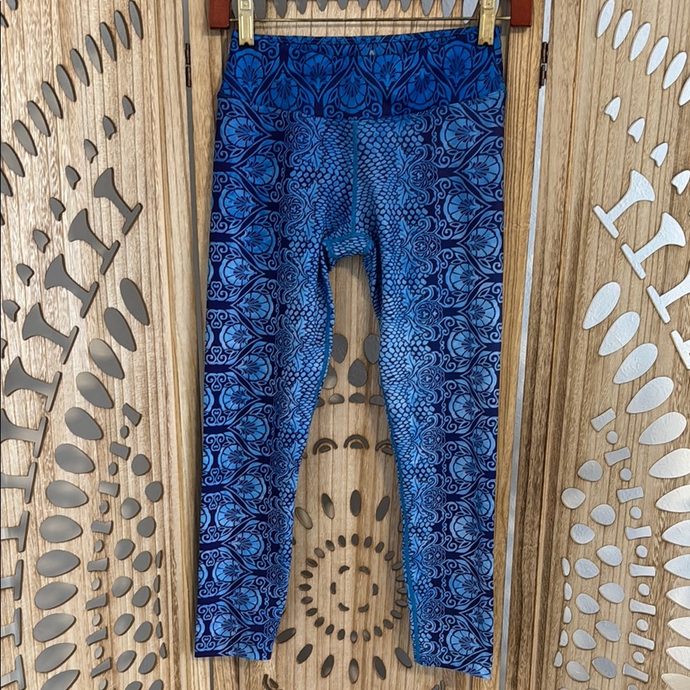 Prana Blue Patterned Leggings Sz XS